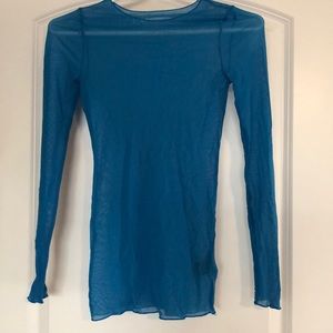 Blue mesh long sleeve top or cover up